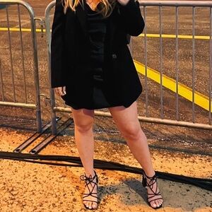 Bamboo black strappy heels